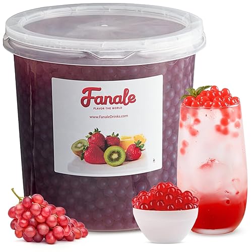 Fanale Perlas de boba para té de burbujas burbujas de perlas de boba explosivas Sabor de jugo de frutas para batidos postres licuados uva 7 libras
