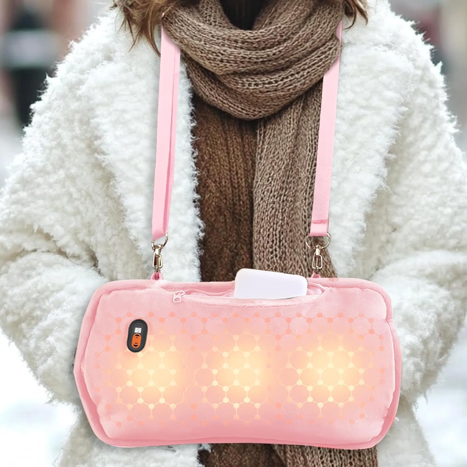 Hand Warmers Rechargeable,Electric Hand Warmer Pouch 10000mAh,Rechargeable Hand Warmers Pouch Heated Gloves for Women with 6 Adjustment Levels,Portable Hand Warmer for Women,Men,Kids,Xmas Gifts Pink
