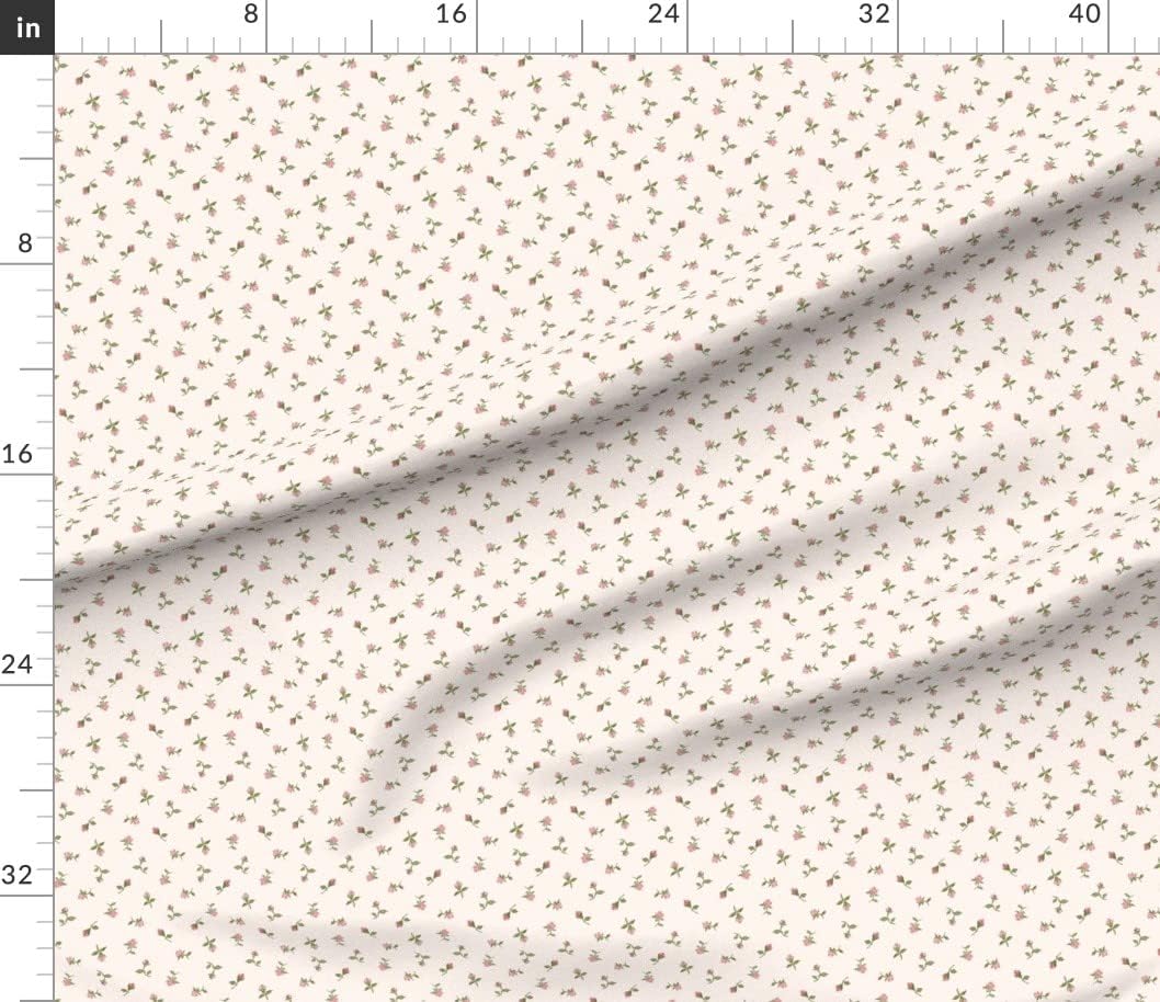 Spoonflower Fabric - Ditsy Rose Spring Garden Romantic Cottagecore Flora Pink Vintage Printed on Petal Signature Cotton Fabric Fat Quarter - Sewing Quilting Apparel Crafts Decor