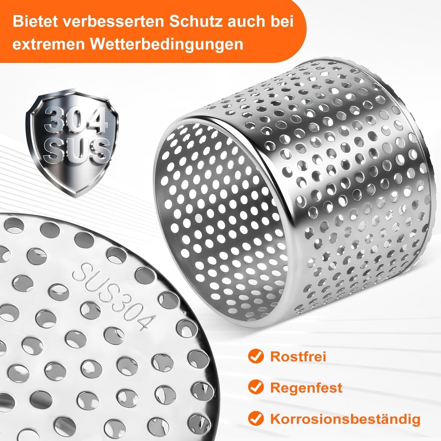 Gutter Leaf Protection Downpipe Rain Gutter Leaf Protection Downpipe Filter Leaf Catcher Basket Downpipe Protection 75-90 mm Pack of 2 Anti-Blocking Stainless Steel Gutter Protection for Roof image 4