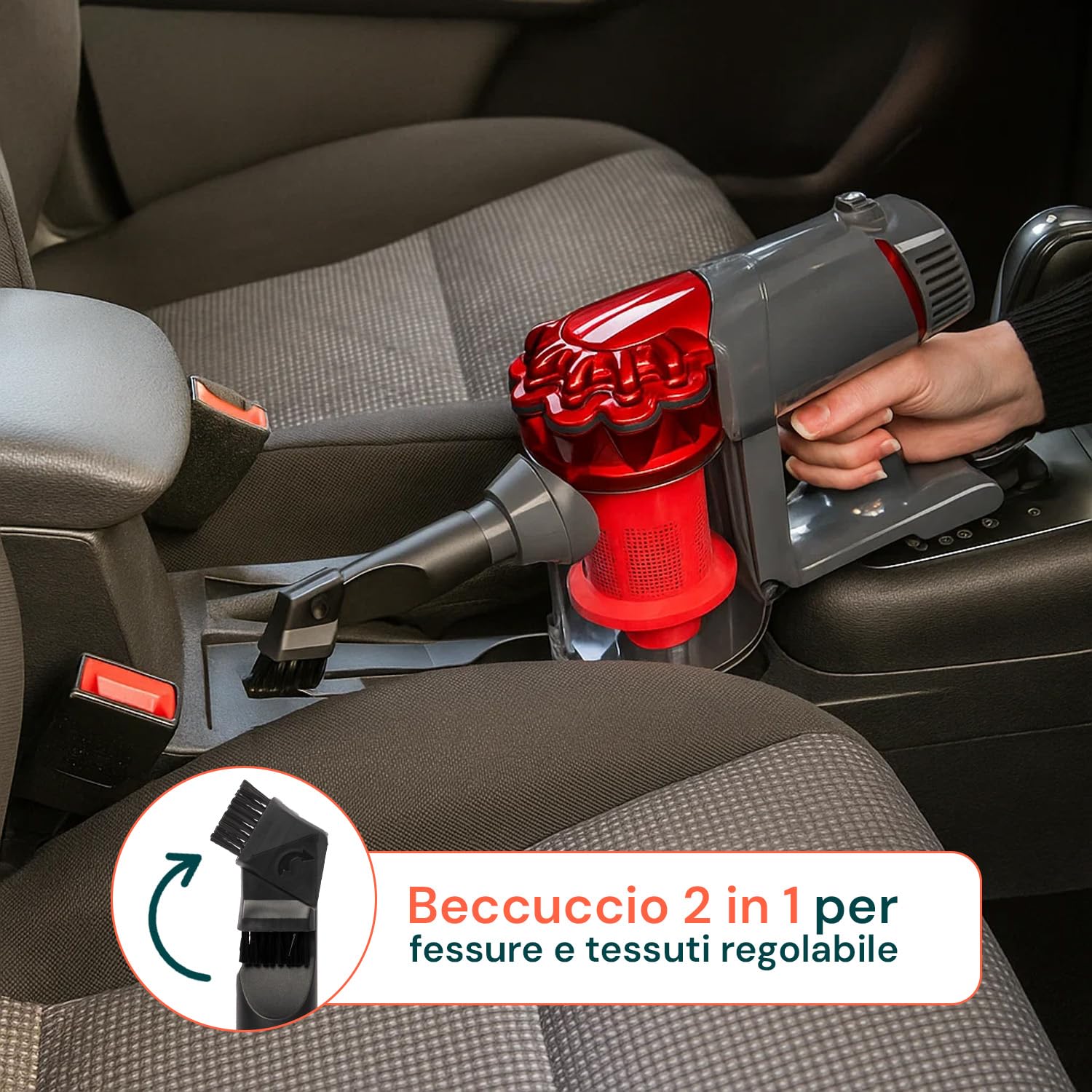 Wintem - Scopa Elettrica Ciclonica 600W con Filtro HEPA, Tubo Allungabile e Accessori per Fessure e Tessuti, Ideale per aspirare Auto e Pavimenti, Leggera e Senza Sacchetto
