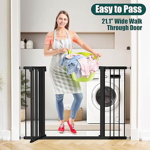 Miniatura 5 de keny Puerta de bebé de 29.7 a 46 pulgadas para escaleras, puertas de perro con cierre automático para puertas, montada a presión, sin perforación,