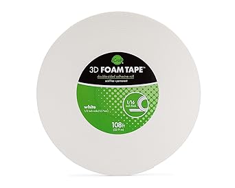 iCraft 5607 3D Foam Tape Jumbo Rolls, White, 1/16 inch; 108 feet
