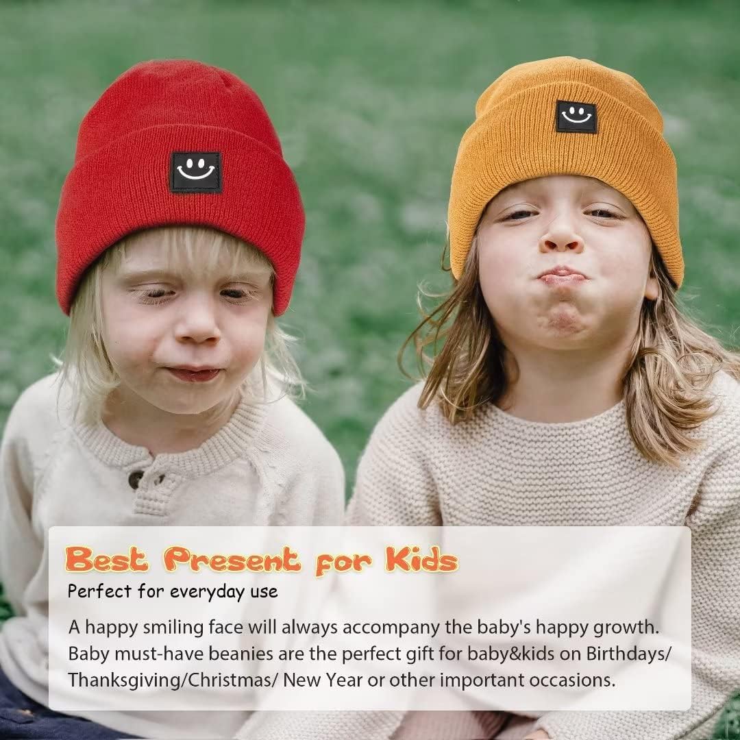 Hispeka Baby Beanie Hat 3 Packs with Cute Smiley Face, Toddler Girls Boys Baby Hats Winter, Kids Winter Hat Cold Weather: Clothing, Shoes & Jewelry