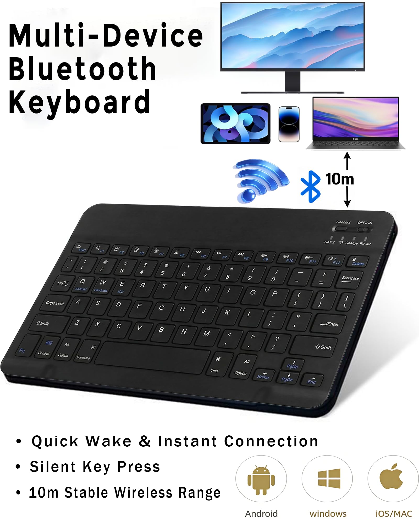 Custodia con tastiera retroilluminata per Samsung Galaxy Tab S10 Lite/S10 FE/S9 FE 5G/S9 da 10,9-11 pollici, con tastiera Bluetooth staccabile (celeste, Galaxy Tab S10 Lite / S10 FE / S9 FE/S9