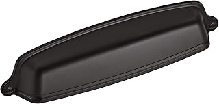Amerock | Cabinet Cup Pull | Matte Black | 5-1/16 inch (128 mm) Center-to-Center | Stature | 10 Pack | Drawer Pull | Drawer Handle | Cabinet Hardware