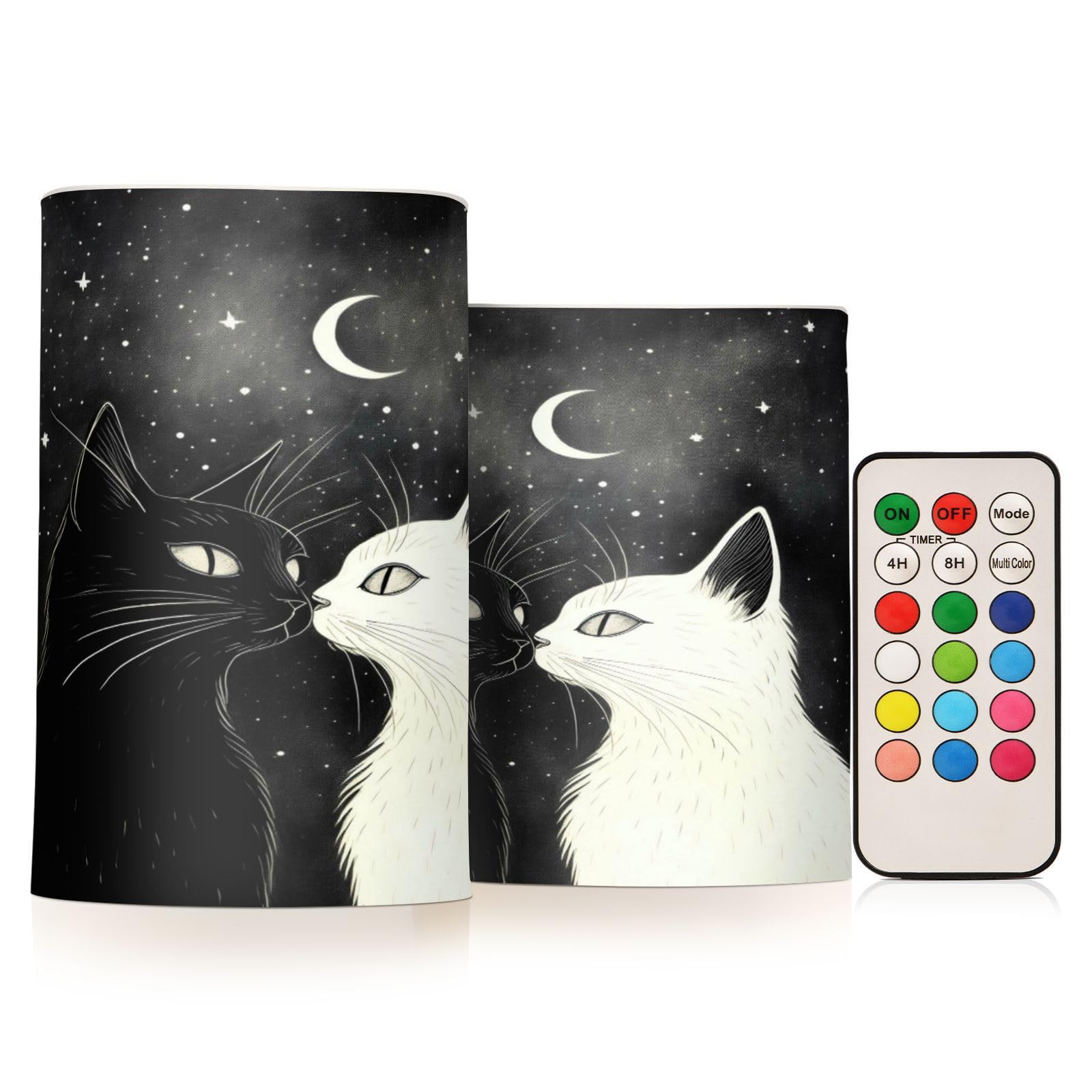 ALAZA Cat (70) Flickering Flameless Candles Battery Operated with Remote Timer,Tea Light Candles LED Pillar Votive Candles Set of 2 for Outdoor Indoor Decorations