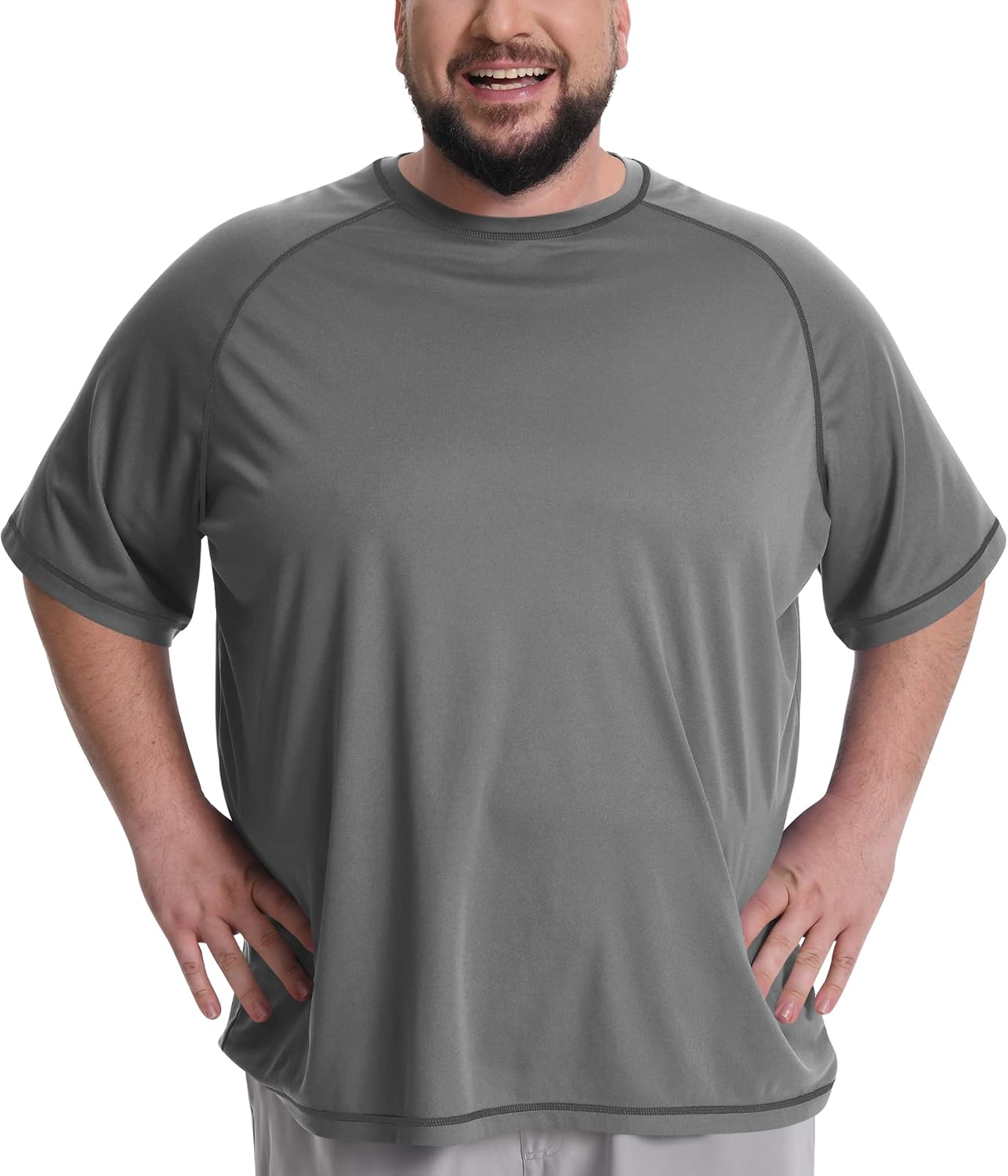 LETAOTAO Big and Tall Swim Shirts for Men, 2XL–8XL Short Sleeve Rash Guard Quick Dry T-Shirt, UPF 50+ Sun Protection