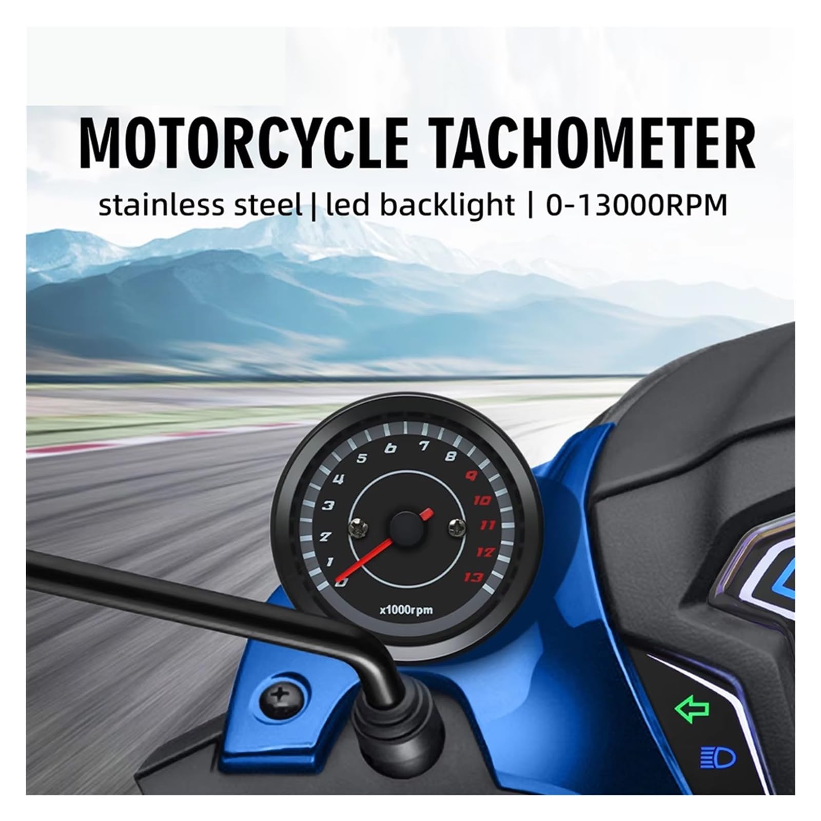 Contagiri Universale Per Motociclette Da 12 V, Contagiri Elettronico A LED, Accessorio Per Moto, Contagiri Elettronico Da 0 A 13000 Giri/min. Indicatore