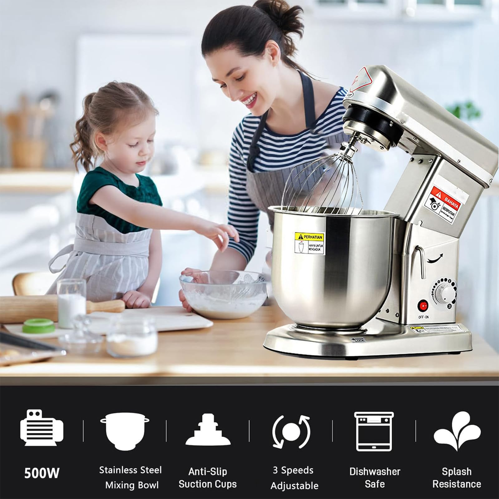 Impastatrice planetaria, impastatrice elettrica da Cucina per la Preparazione di Pane e Dolci con Ciotola in Acciaio Inossidabile, Gancio per impastare, Frusta 10L