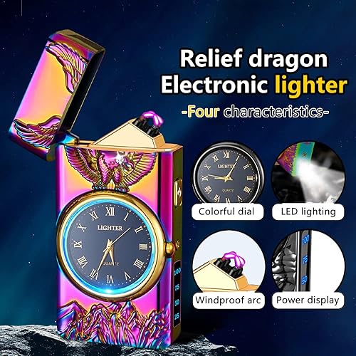 Miniatura 3 de GADATOP Encendedor de águila, encendedor de plasma, encendedor de arco eléctrico, encendedor USB multifuncional, encendedor resistente al viento,