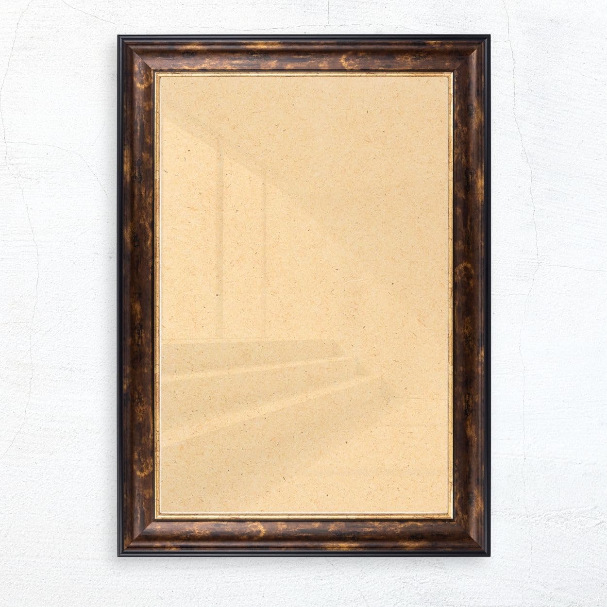 N°73 Barock Bilderrahmen 30x40 cm Bildmaß, Braun Schwarz Gold | breite Echtholz-Profilleiste, Acrylglas glasklar & bruchsicher, Vintage-Stil, HDF-Rückwand, Metallaufhänger, handgefertigt