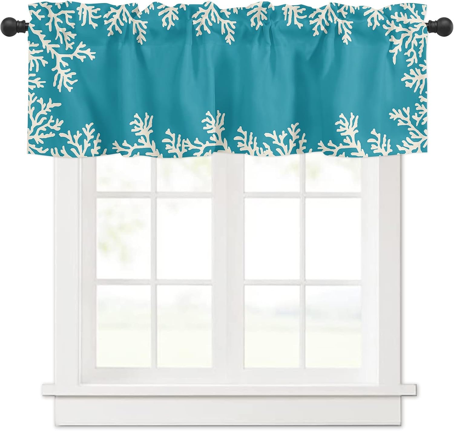 Wohnkutu Teal Coral Curtain Valances for Windows Treatment