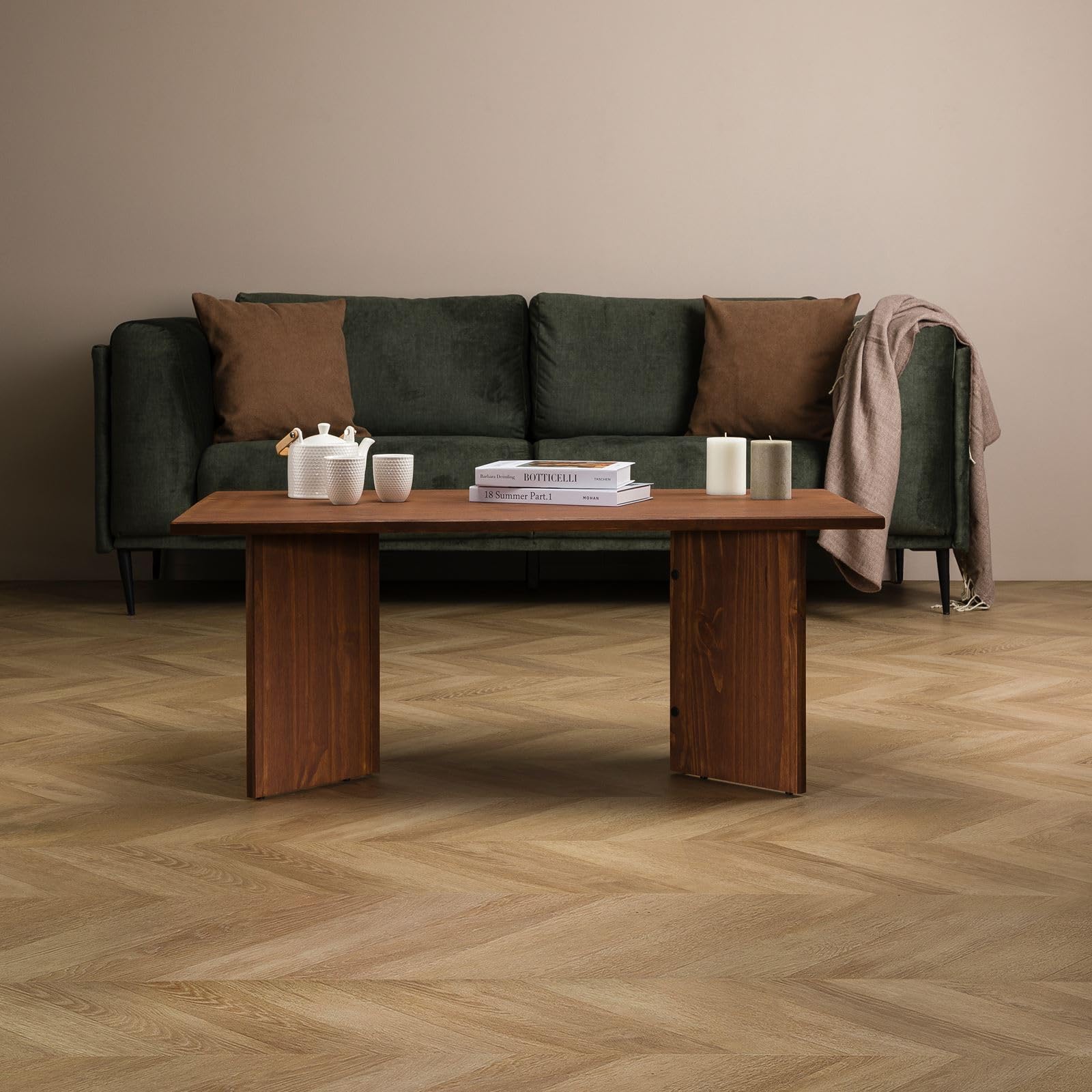 IDIMEX Table Basse MESA pour Salon en Bois Massif Brun foncé, Design rectangulaire Moderne, Pieds angulaires, 110 x 45 x 60 cm