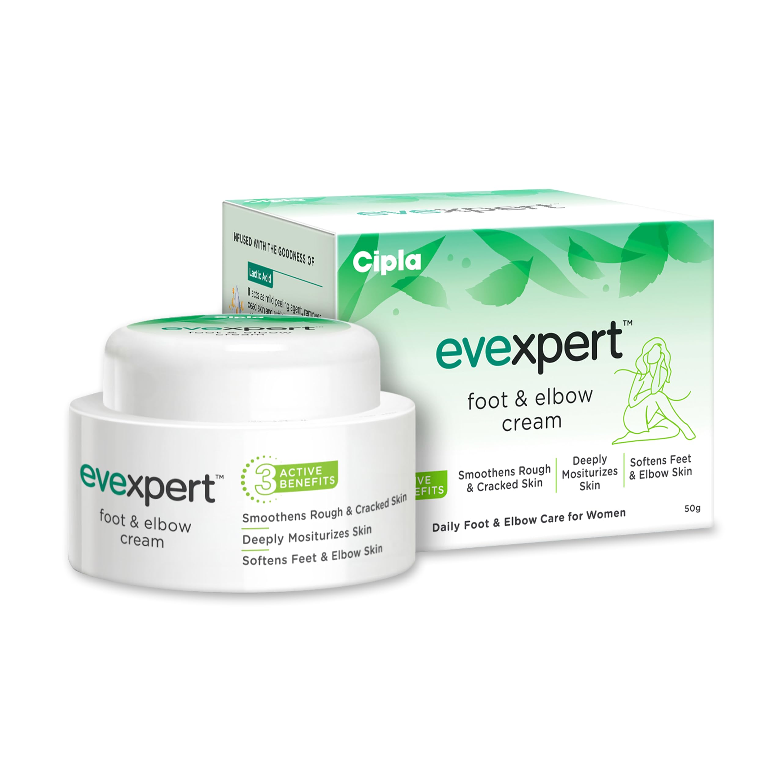 Cipla Health Evexpert Foot and Elbow Cream 50g | Deeply Moisturizes and Softens Feet & Elbow Skin |Infused with Goodness of Turmeric and Menthol | Foot cream for cracked heels| Exfoliates dead skin