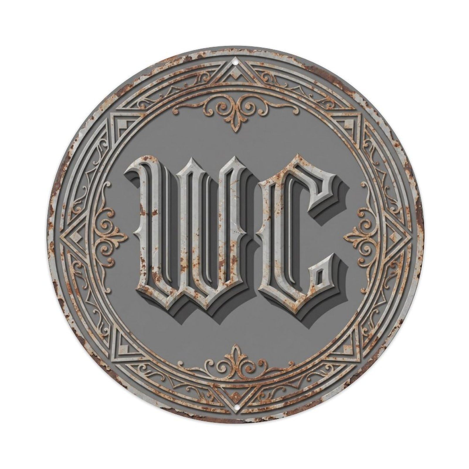Toilet （WC） Heritage Shield Metal Tin Sign Plaque Wall Decor for Cafe, Club Bar, Office, Home Garden Round Metal Poster 8x8Inch