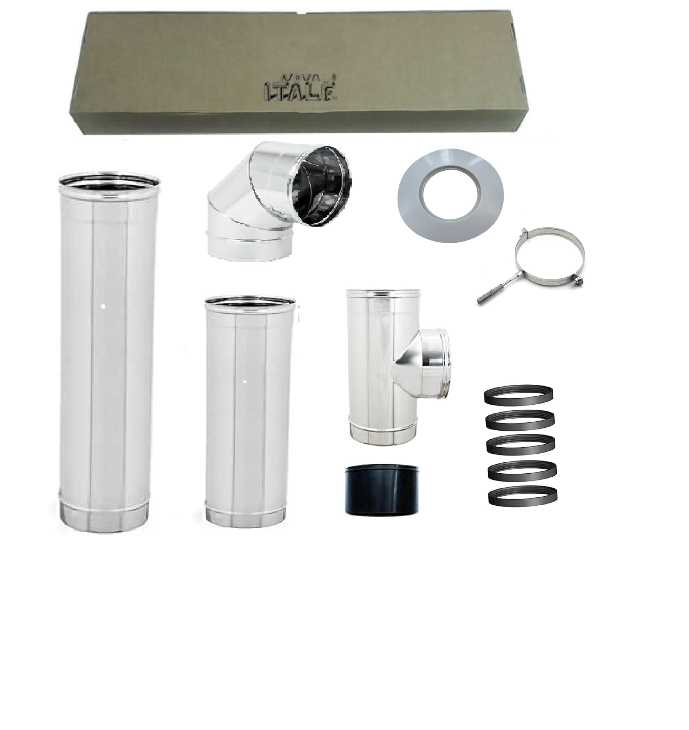 kit INOX tubi canna fumaria stufa pellet D 80 tubo acciaio INOX 304