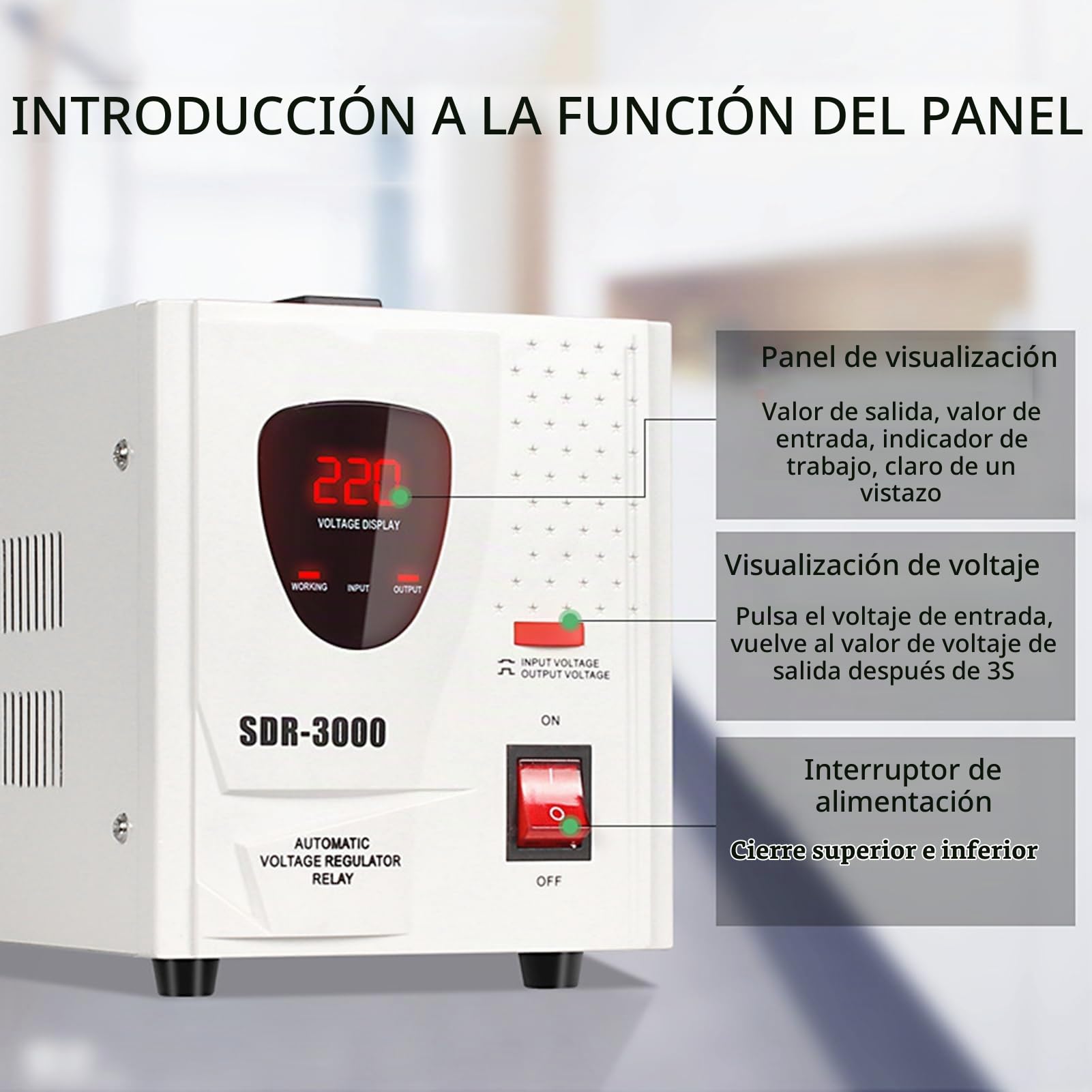 Regulador de Voltaje,220V Estabilizador de Voltaje Monofásico Automático de Alta Precisión para Uso Doméstico Protector Regulador de Voltaje para Electrodomésticos Inestables,10KW