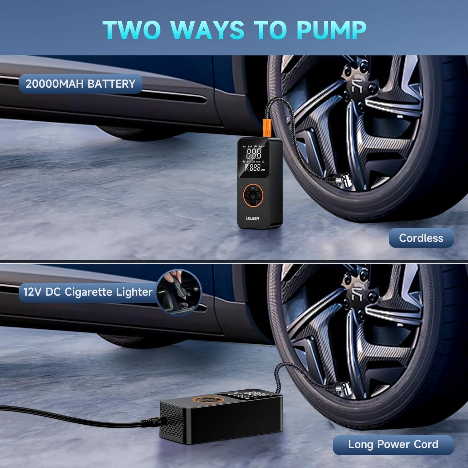 Tire Inflator Portable Air Compressor, Cordless 150 PSI — view 5