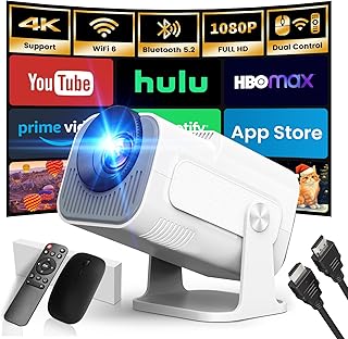 [Built-in App] 2026 Upgraded Portable Projector 1920x1080P 4K Supote Dual Control WiFi 6 BT5.2 180° Rotation Compatible wi…