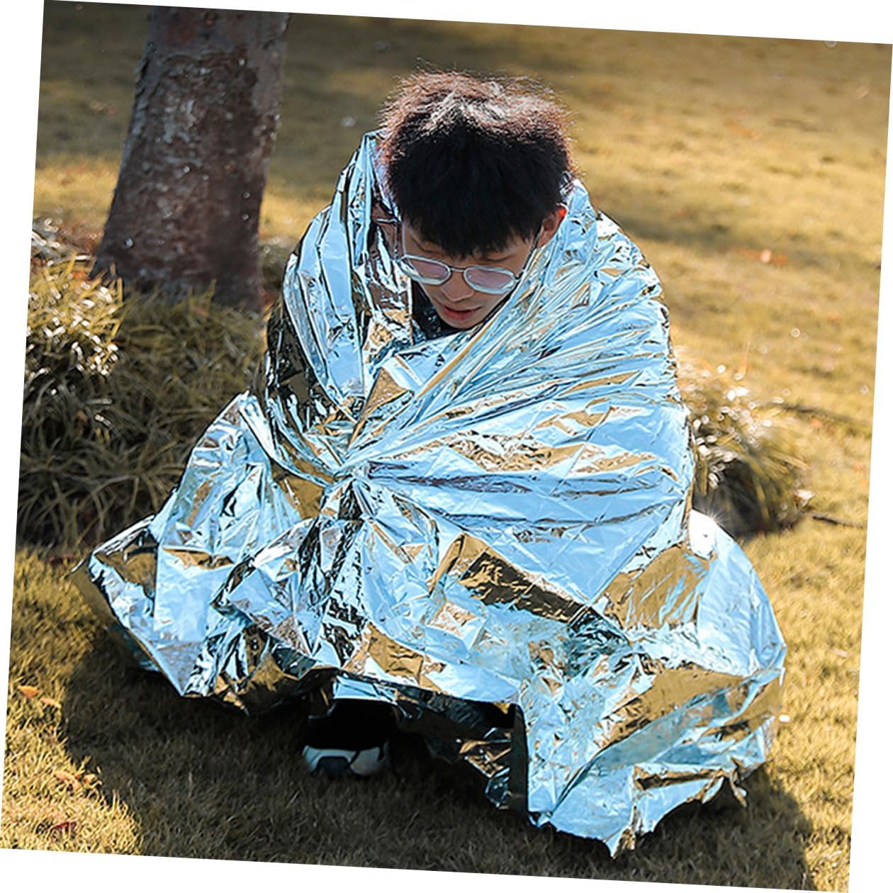 4pcs Emergency Survival Blanket Thermal Insulation Foil Blanket Silver Camouflage 160x210cm Outdoor Camping Emergency Warmth Shelter