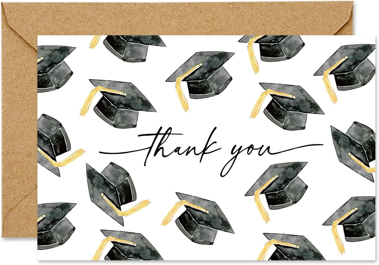 FYSUIMU 24 Pcs Graduation Cap Thank You Cards Greeting Cards Congrats Grad Hat Note Card with Envelope Sticker for School Graduation Party Invitation Supplies, 4 x 6 Inch