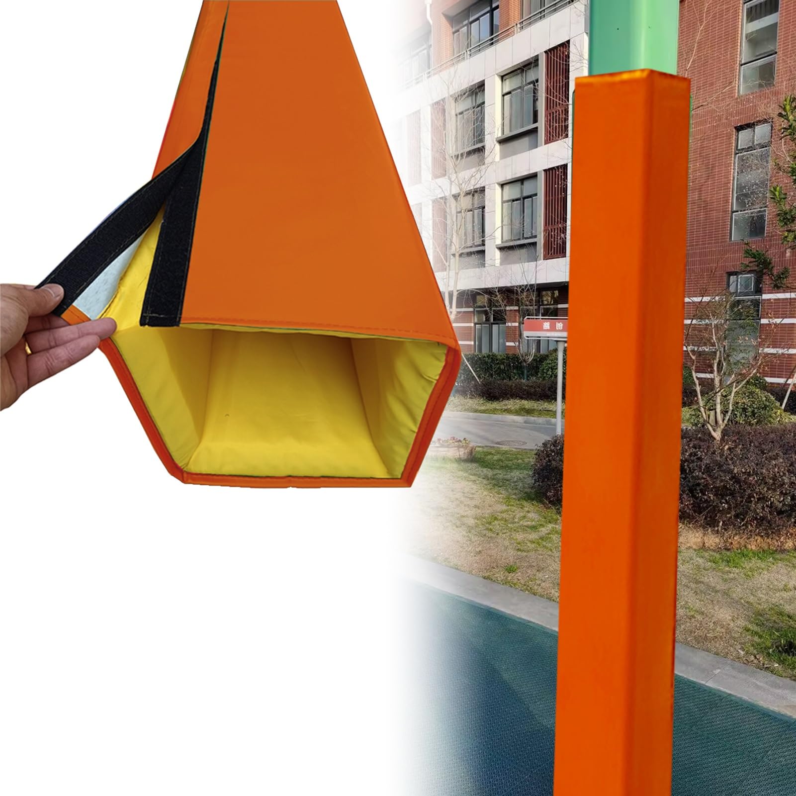 EXCLURA 6 feet Tall Column Cover Square Pole Protector, Basketball Pole Padding for Impact Absorption, All Weather Garage Pillar Mat Wrap Around(Orange,13x13/33x33cm)