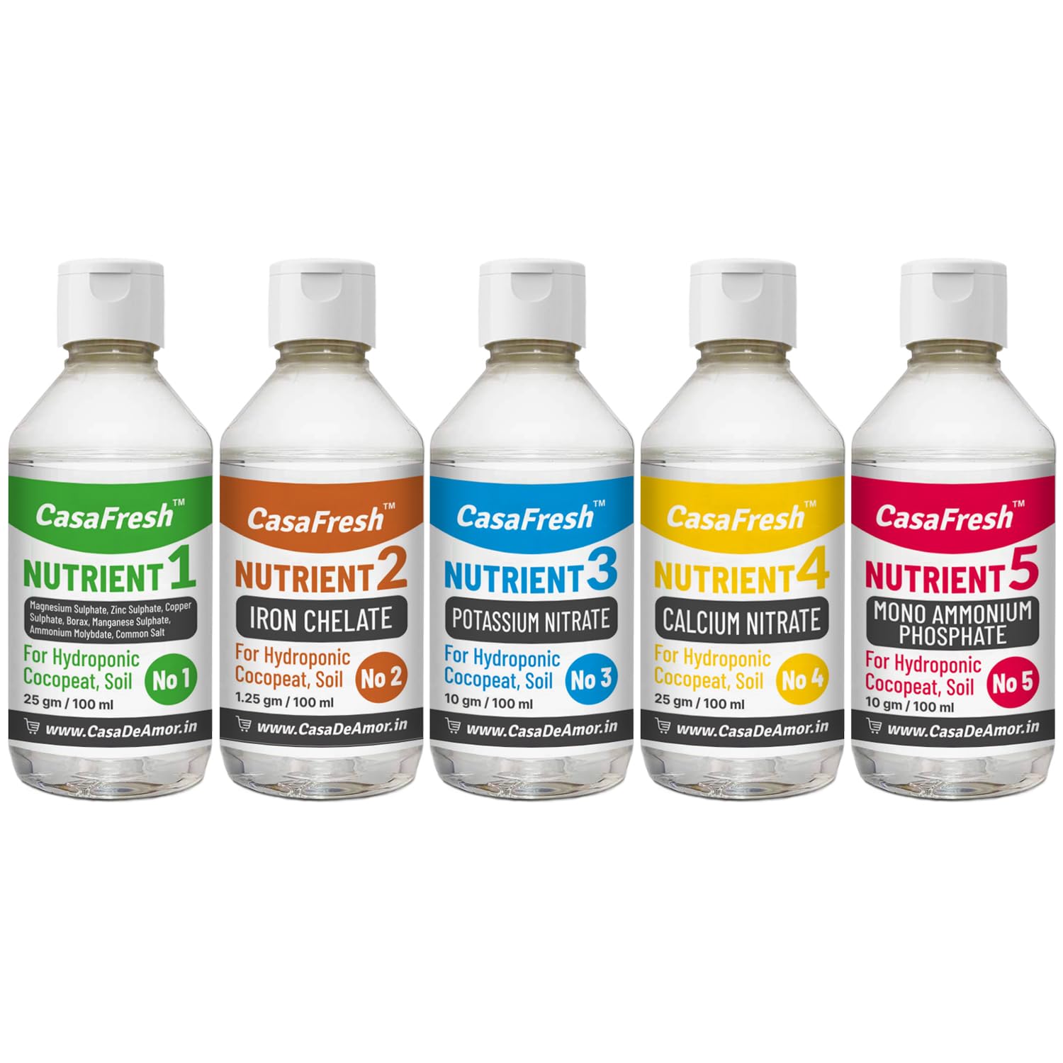 Casa De Amor 5-Part Hydroponic Nutrients - 100ml Powders (Converts to 100L) for Leafy Greens and Fruiting Plants-image-21