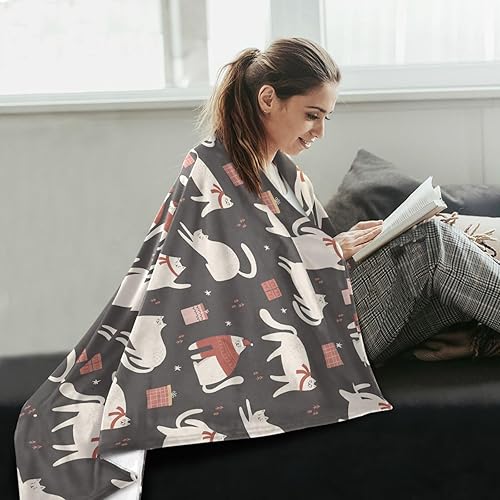 Miniatura 6 de Cute Christmas Cats Plush Travel Blankets Fall Fluffy Blanket Ultra-Soft Warm Throws 60"x90" for Travel, Picnic, Picnic