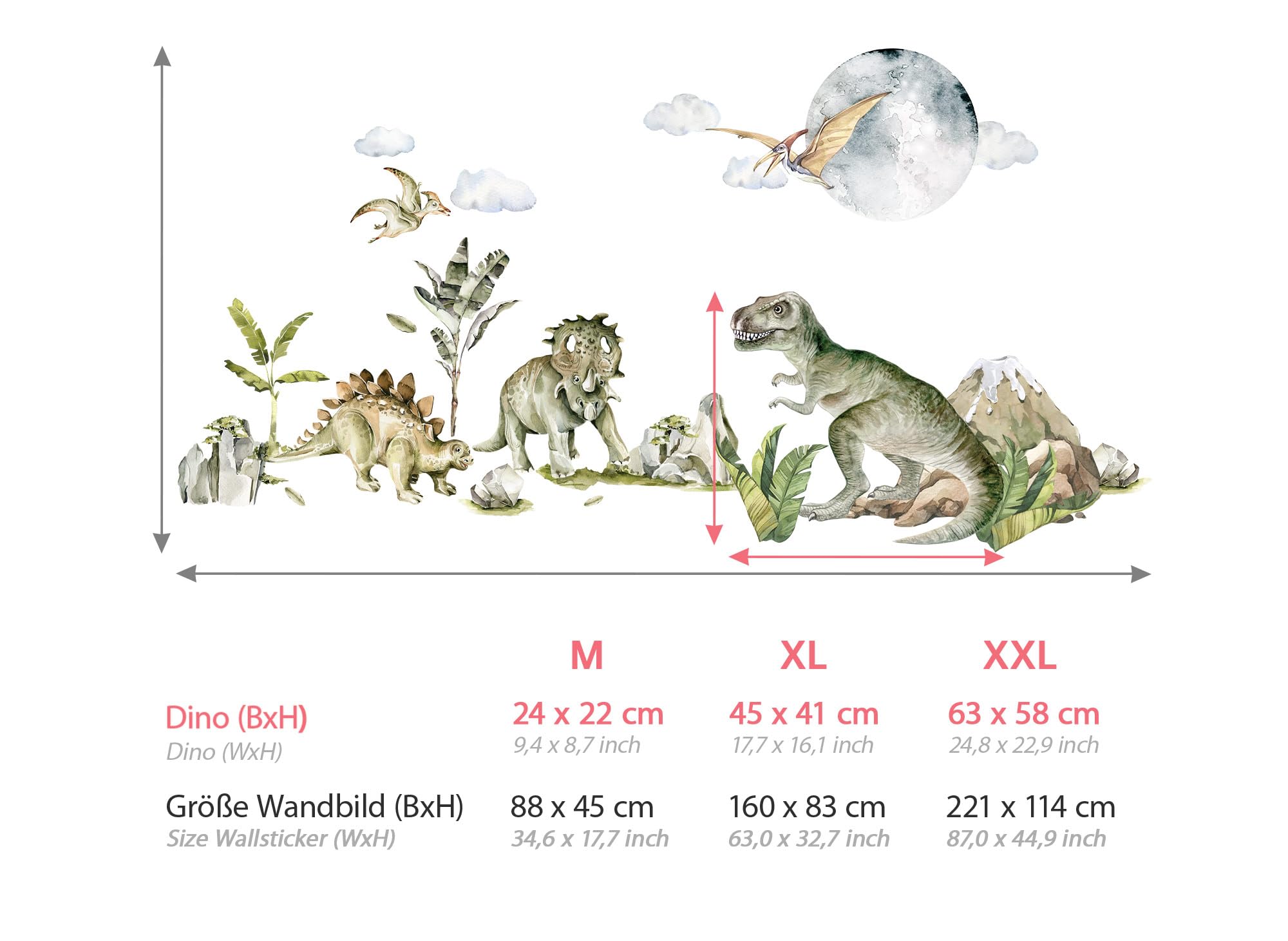 Grandora Sticker mural XXL Motif dinosaure DL819-5 pour chambre d'enfant