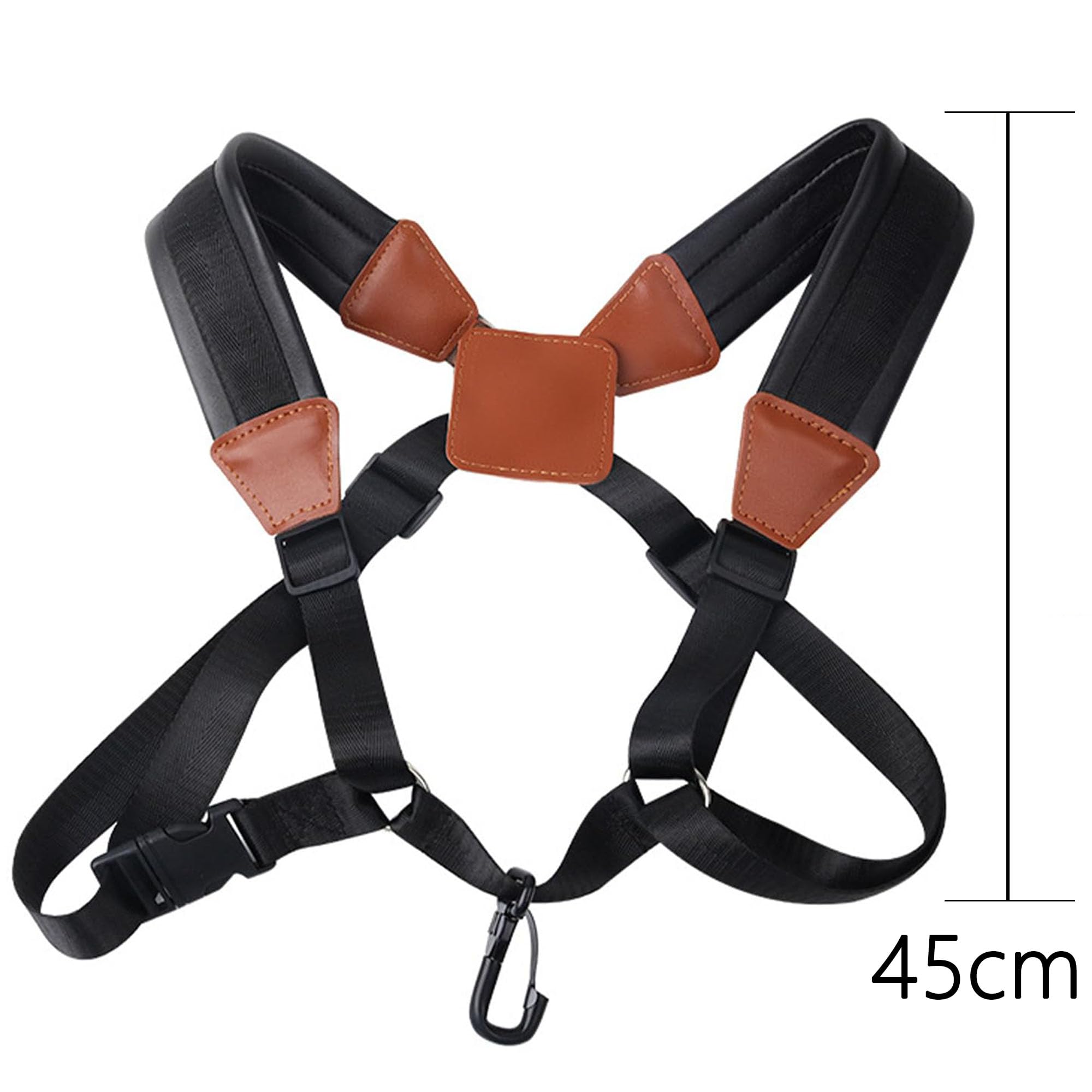 Sassofono Strap, Nero Cinturino per Sassofono In Vera Pelle, Spessore Imbottito Regolabile Sax Neck Strap, Cinturino Universale per Qualsiasi Sassofonista (B)