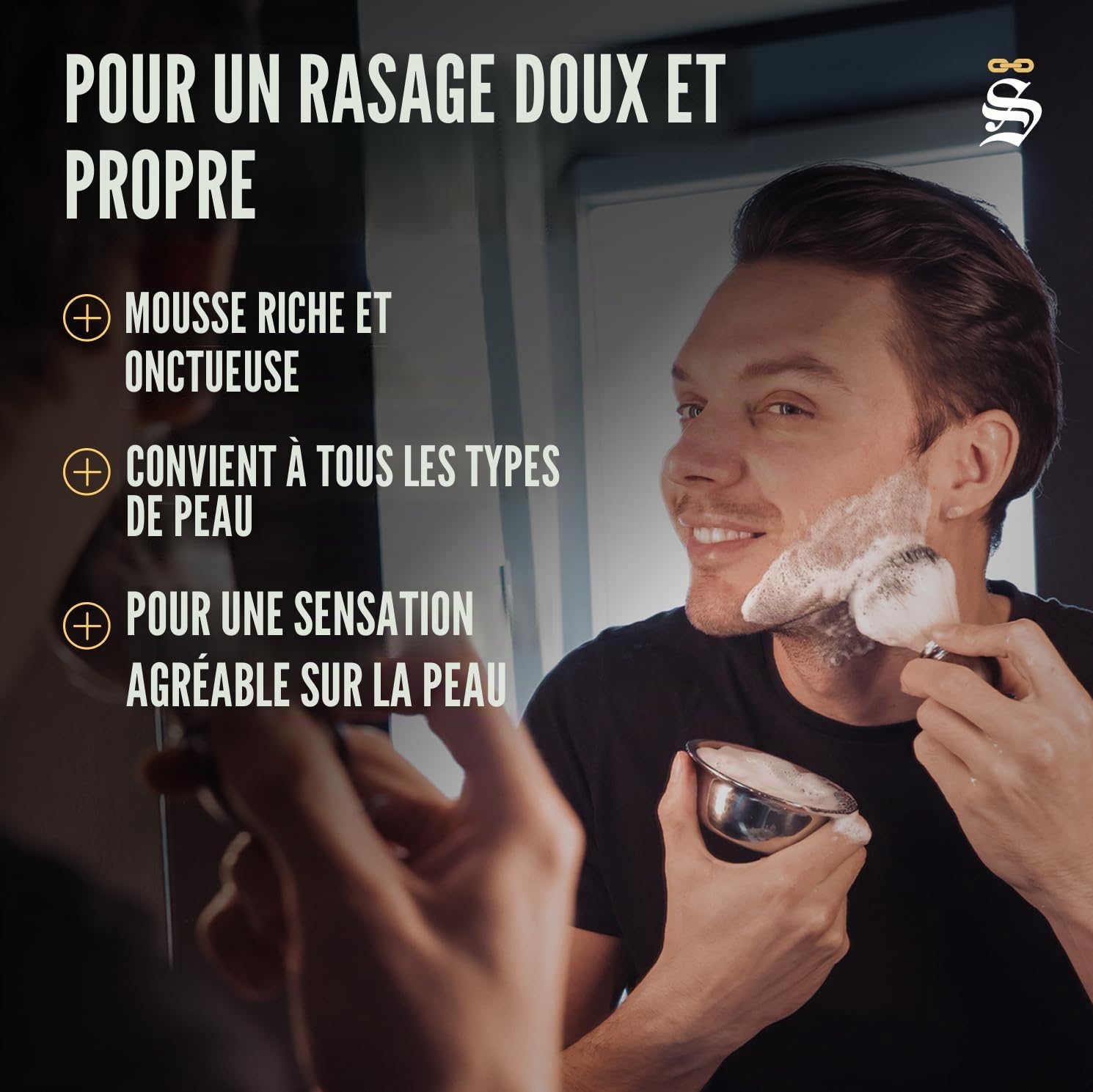 Savon à raser Set d'essai - Bois de santal, noix de coco, menthe, aloe vera - Fait à la main - Parfait pour le rasage au rasoir de sûreté et au coupe-choux - Savons à raser végétaliens - 70g