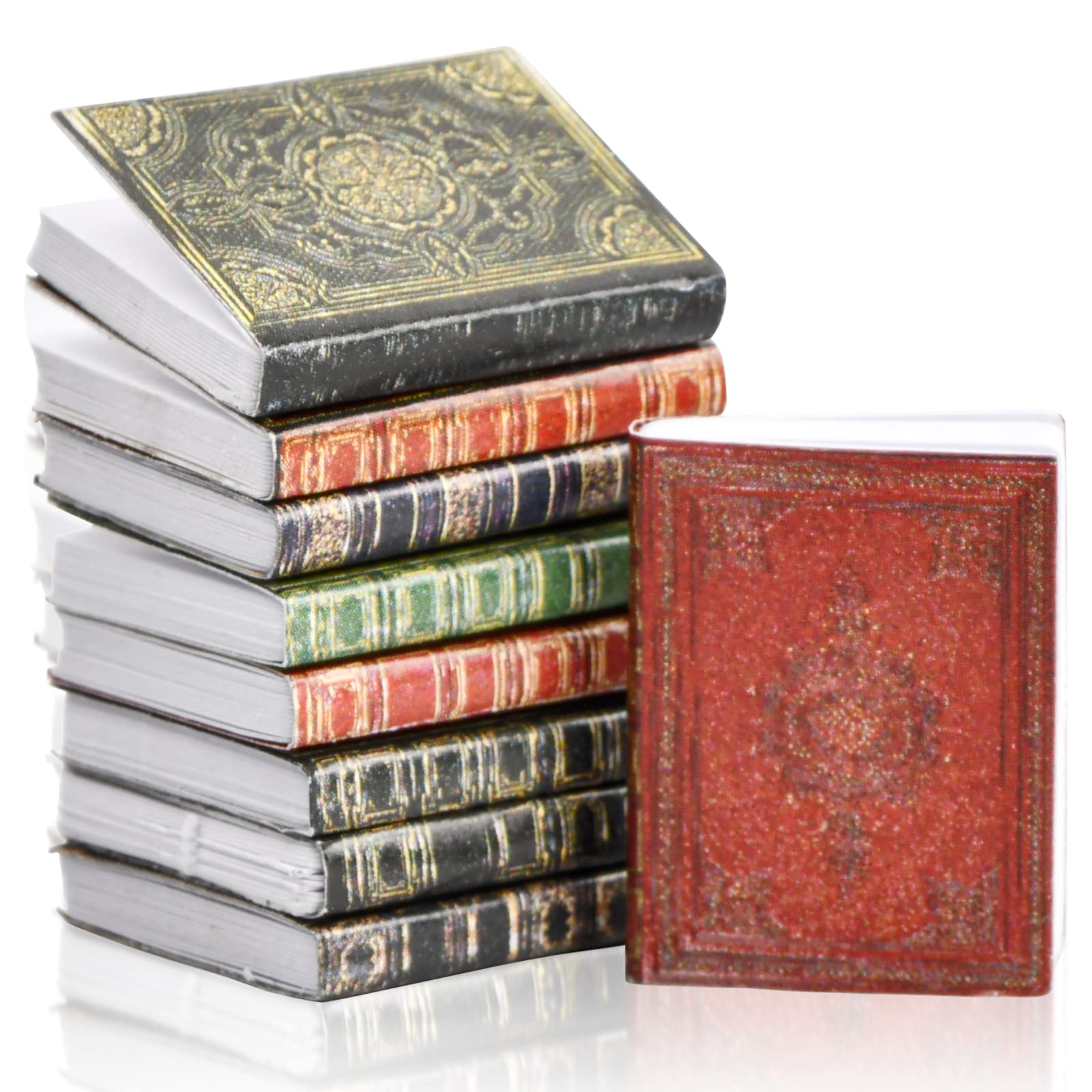 Xzeemo Set De 9 Libros En Miniatura 1:12 – 2,1 X 1,6 X 0,3 Cm – Páginas Que Se Pasan – Accesorios Para Casa De Muñecas Sala De Estudio