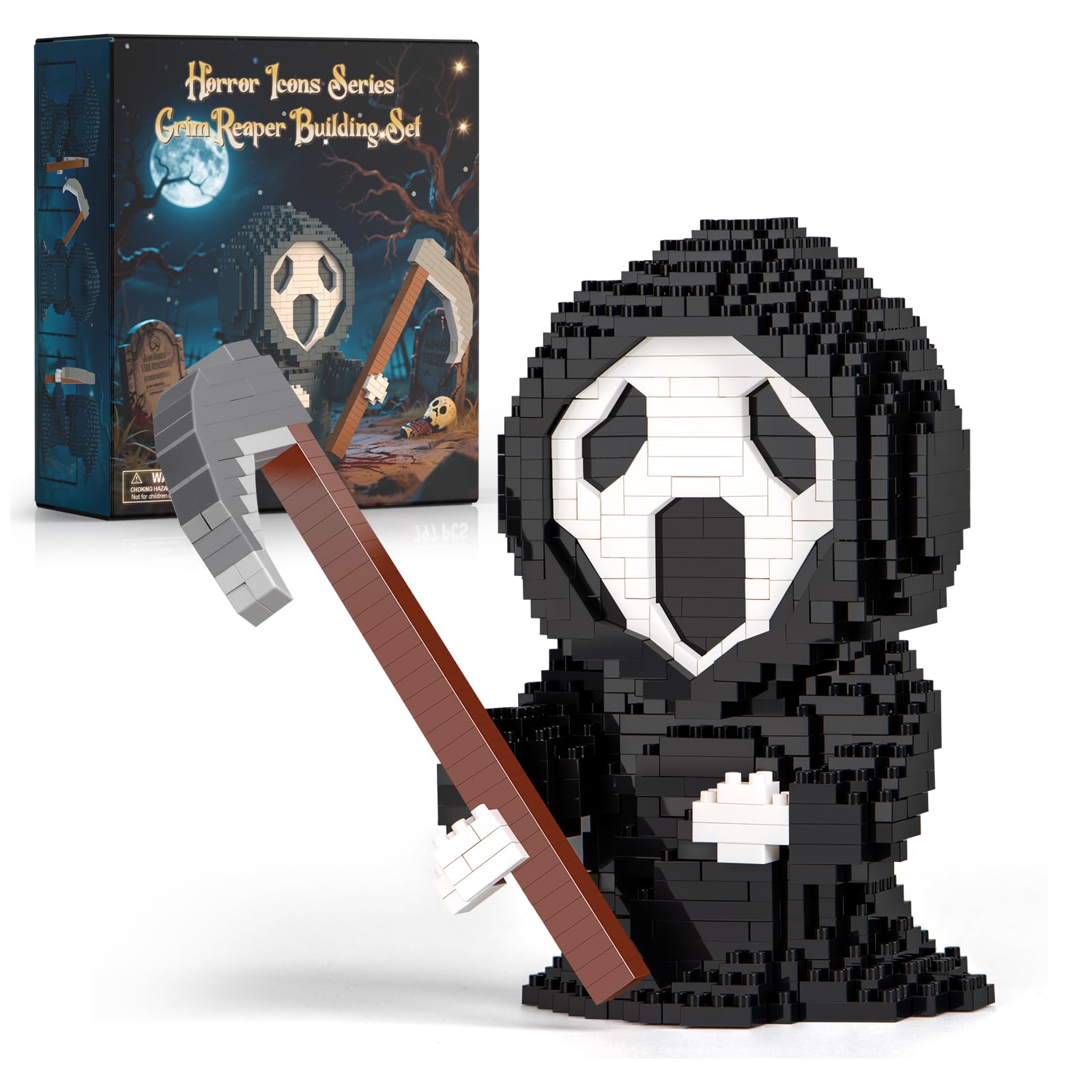 Finger Rock Horror Doll Series Night Reaper Micro Building Blocks, 797 PCS Decoration Model, Creative Halloween for Horror Film Fans Adults Teenagers