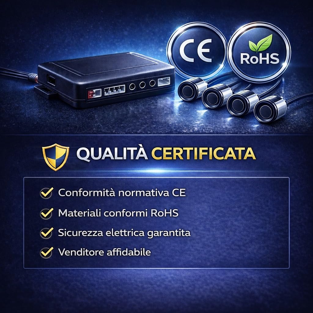 CAR PASSION Universelles Parksensor-Set für Autos, lackierbar, 4 Rücksensoren mit Summer, einfach zu installieren, Handbuch auf Italienisch, geeignet für Autos, Lieferwagen und Wohnmobile (rot)