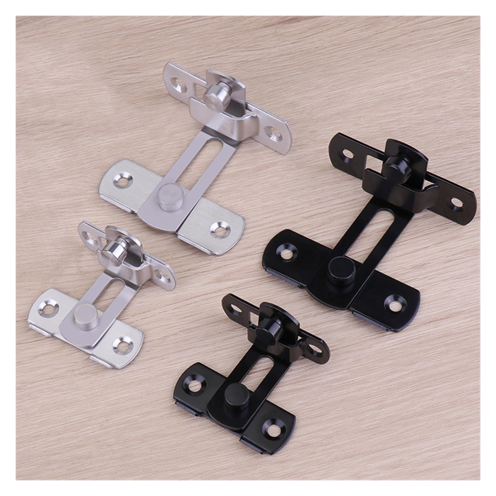Cerrojo para Puerta, Cerradura de Puerta Pestillo de Puerta corredera Acero Inoxidable Ángulo Recto 90 180 Grados Multicolor(180du-l-black)