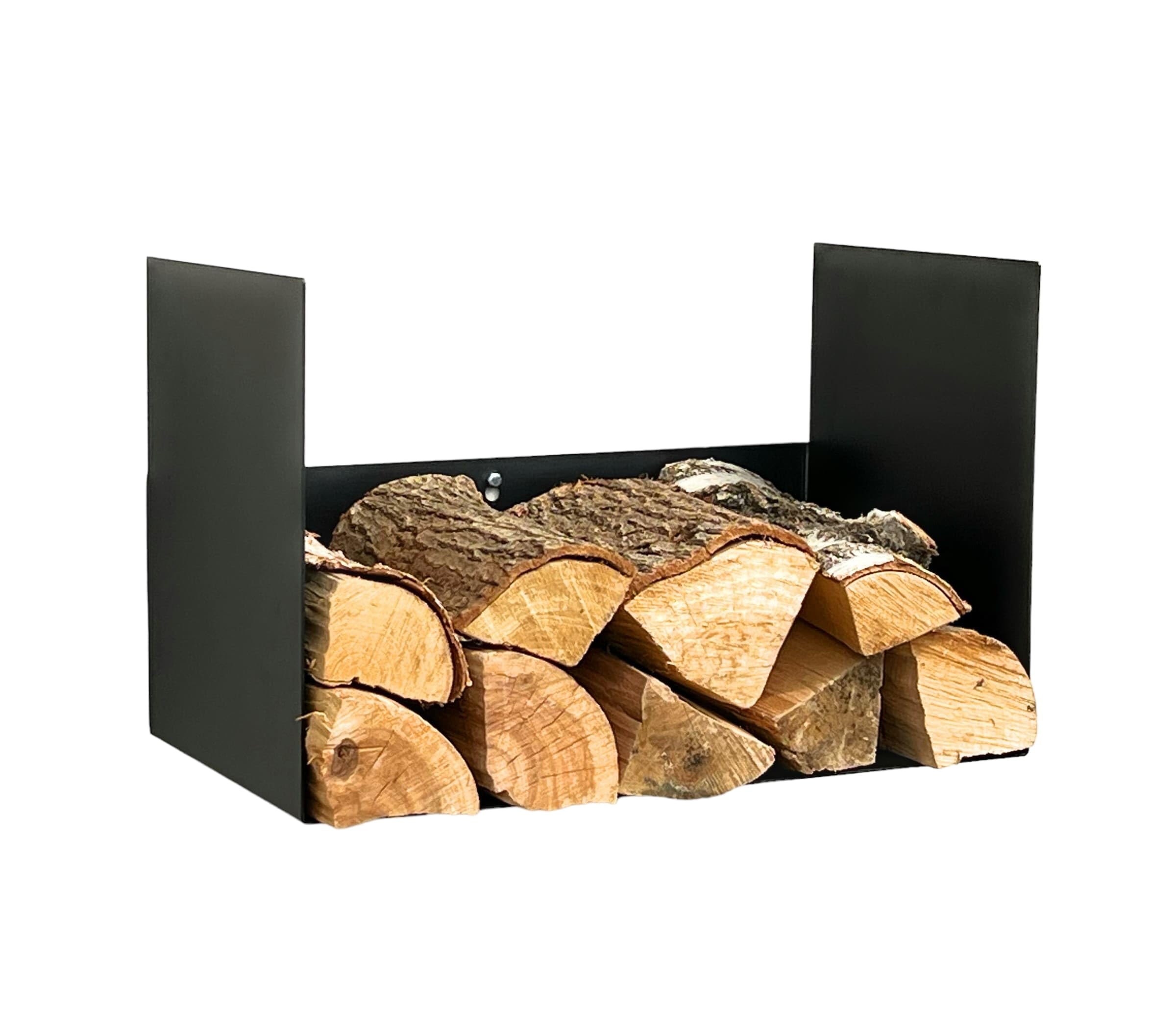 DanDiBo Kaminholzregal Innen Metall Schwarz Kaminholzständer mit Rückwand an der Wand Hängend 96432 Holzkorb Kaminholzhalter