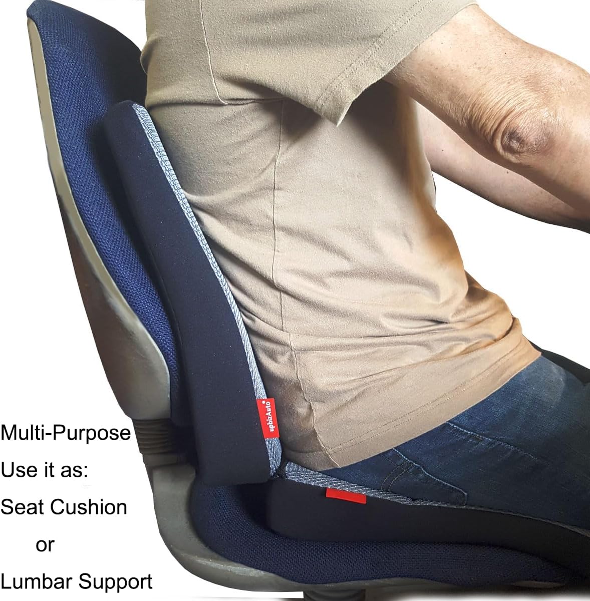 Yupbizauto Breathable Ergonomic Wedge Car Seat Cushion & Office Chair Support Comfortable Pressure-Relief Pad for Back & Tailbone Pain Ideal for Long Sitting, Posture Corrector Mesh Grey Firm