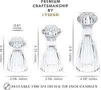 Vista 6 de Lysenn Glass Candle Stick Holder Set of 3 – Premium Taper Candle Holders for Romantic Ambiance - Candle Sticks Holder Decor for Special Occasions
