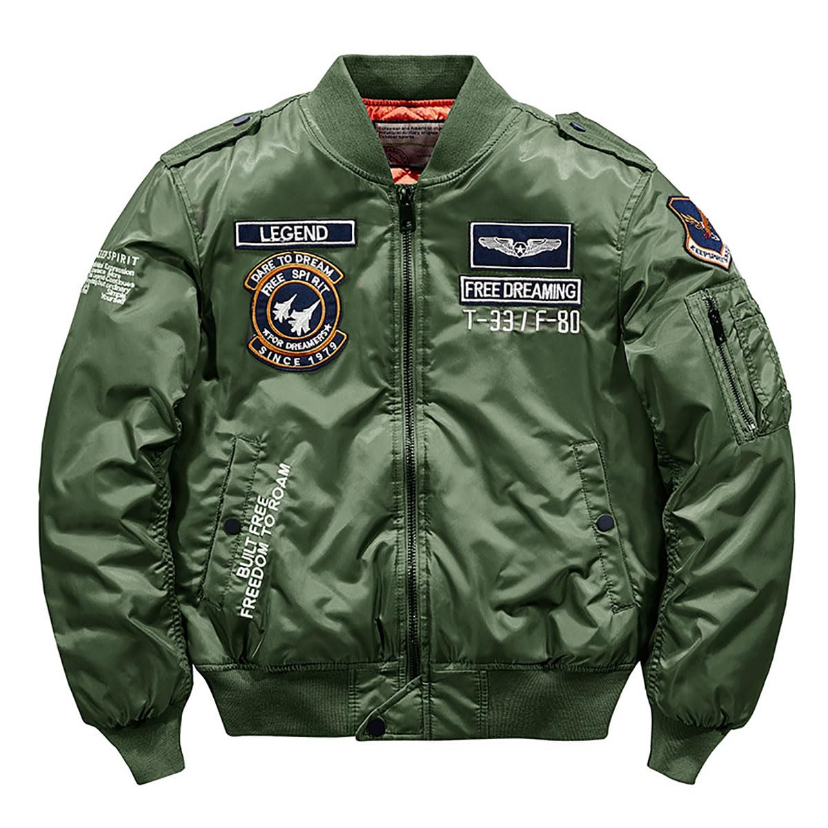 BININBOX Veste d'Aviateur Militaire pour Homme Classique Col Montant Jacket d'Hiver en Coton Chaude