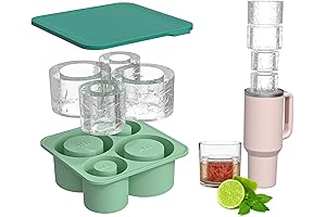 Silicone Ice Tray Compatible with Stanley Tumbler, Reusable 4-Pack Lidded and Binned...