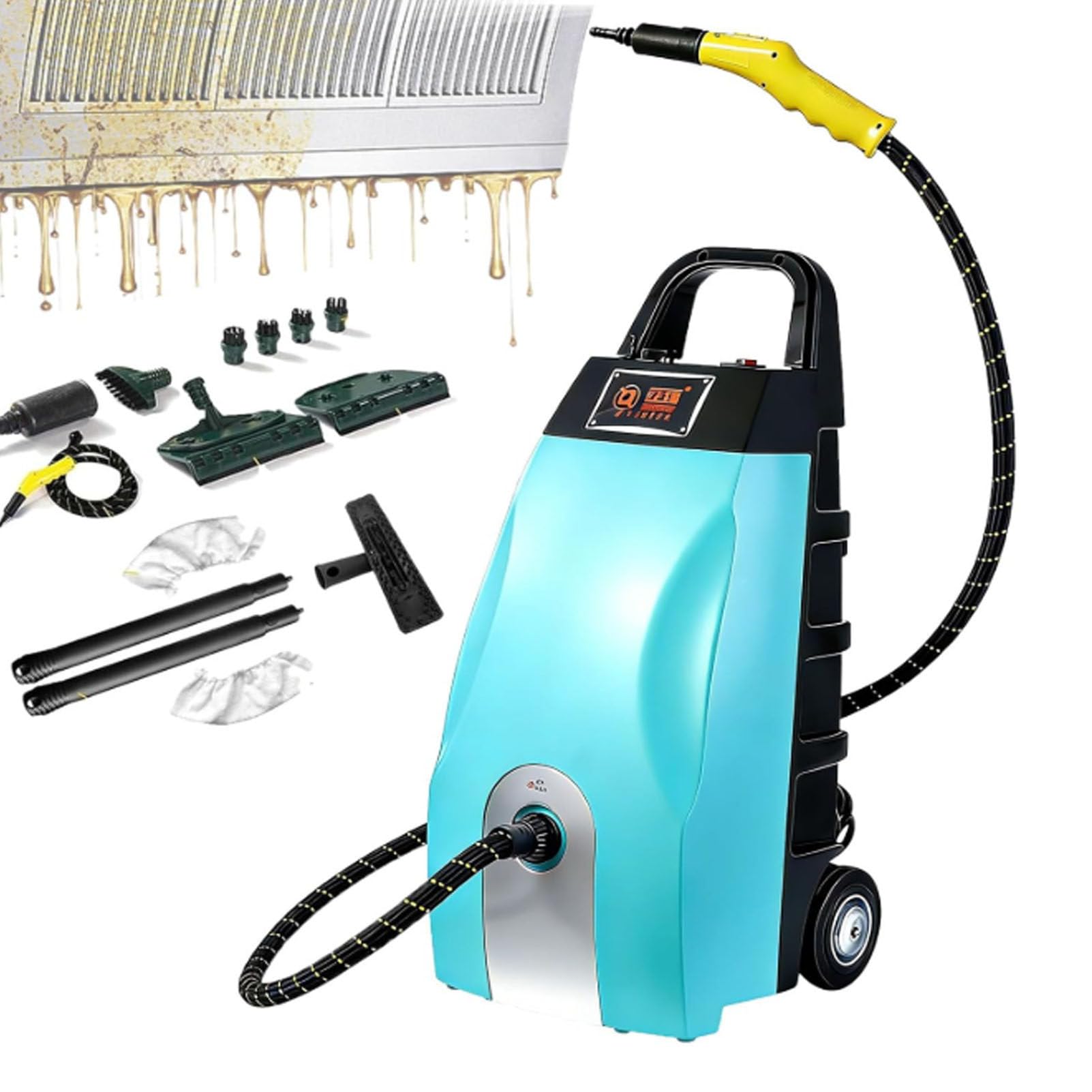 Cashwise Commercial Steam Cleaner 3000W, 3.5L Tank, 230°F High Temp Multi - Use Steam Washer for Restaurant Kitchen, Used for Auto Detailing & Kitchen Cleaning,for Grime, Grease Removal Blue