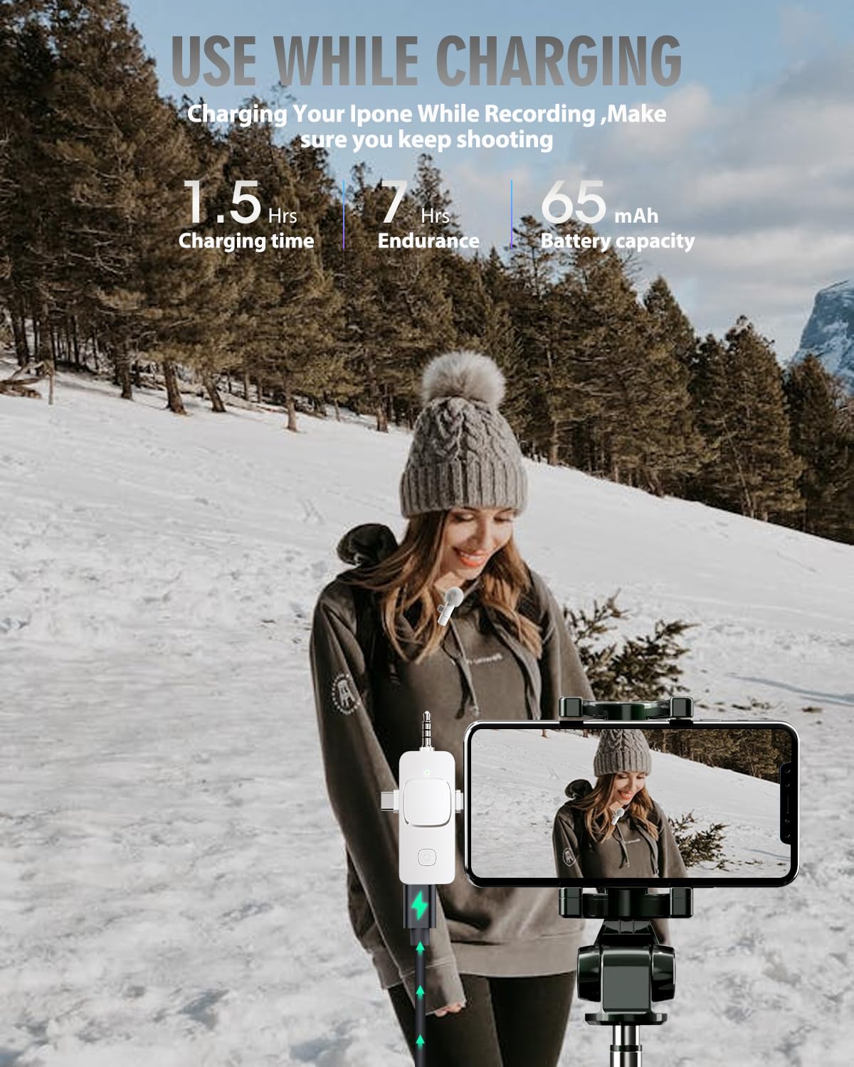 PQRQP 3 in 1 Wireless Lavalier Microphones for iPhone, iPad, Android, Camera, USB-C Microphone, 7-Hour Battery, Mini Microphone with Noise Reduction for Video Recording, Vlog, YouTube, TikTok: PQRQP 3 in 1 Wireless Lavalier Microphones for iPhone, iPad, Android, Camera, USB-C Microphone, 7-Hour Battery, Mini Microphone-Crystal Clear Sound Quality for Recording, YouTube, TikTok (White)