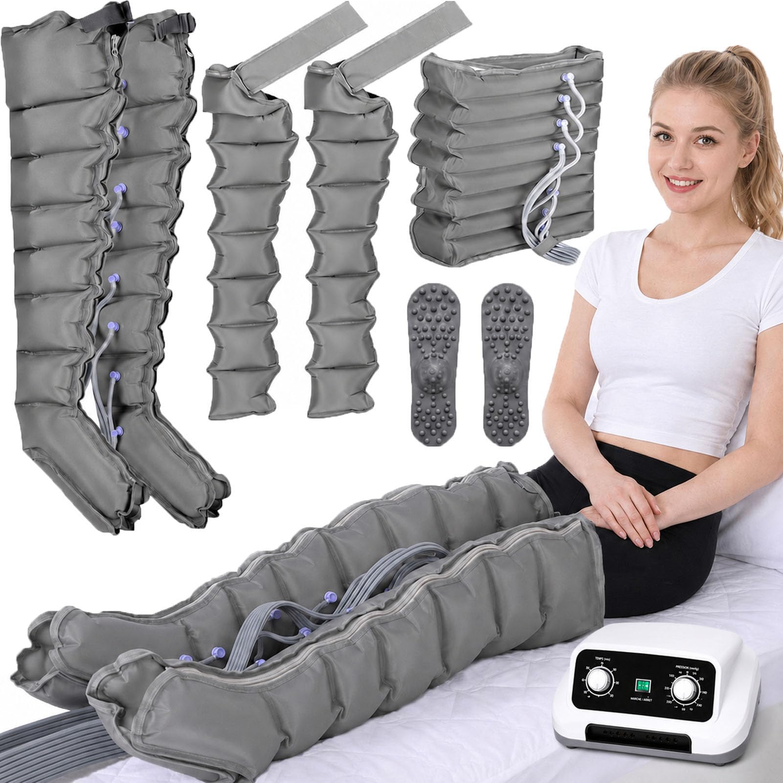 Lymphdrainage Gerät Beine, Kompressions Massagegerät mit 8 Luftkammern