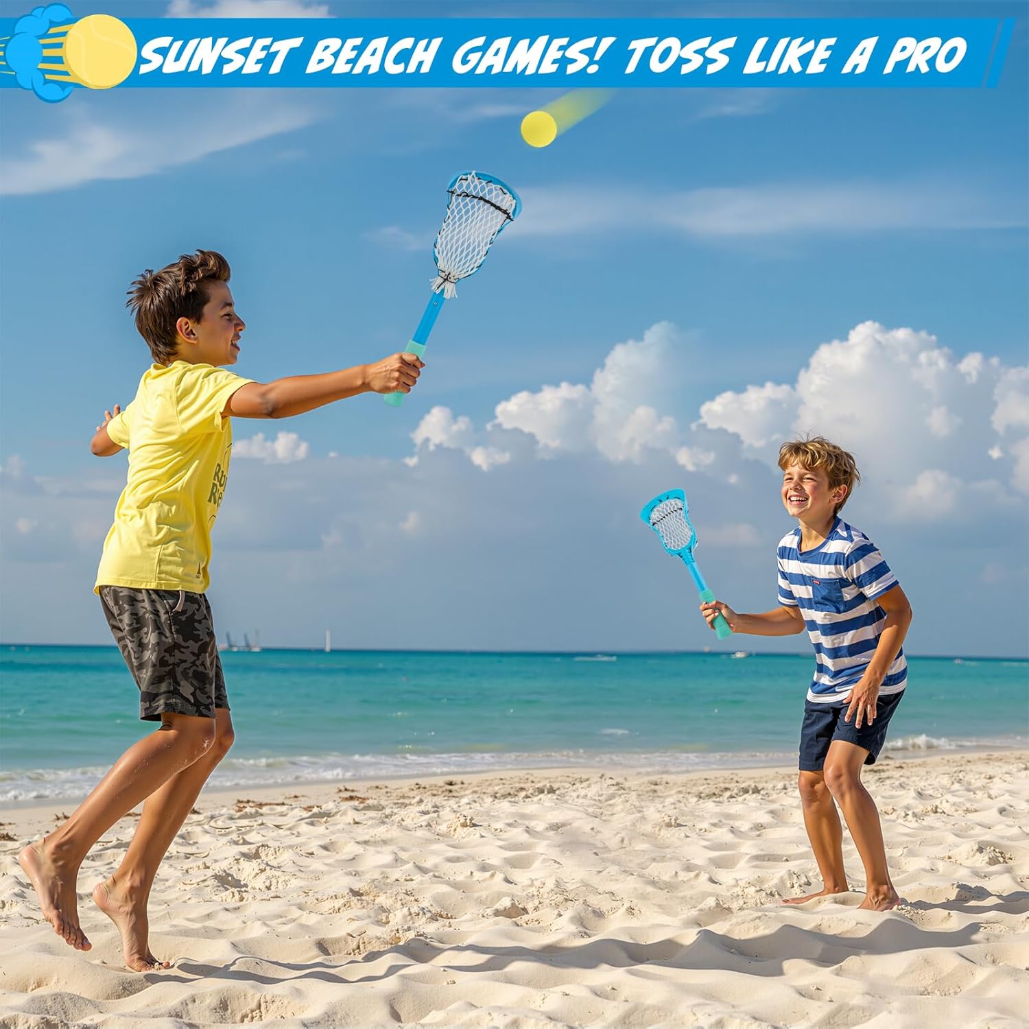 Foayex Adjustable Kids Lacrosse Stick Toddler Toys Outdoor Games for Pool Beach Yard, Mini Lacrosse Set Birthday Gifts for 3 4 5 6 7 8 Year Old Boys Girls, with Portable Mesh Bag for Travel Camping image 3 of 9 B0F6572T57