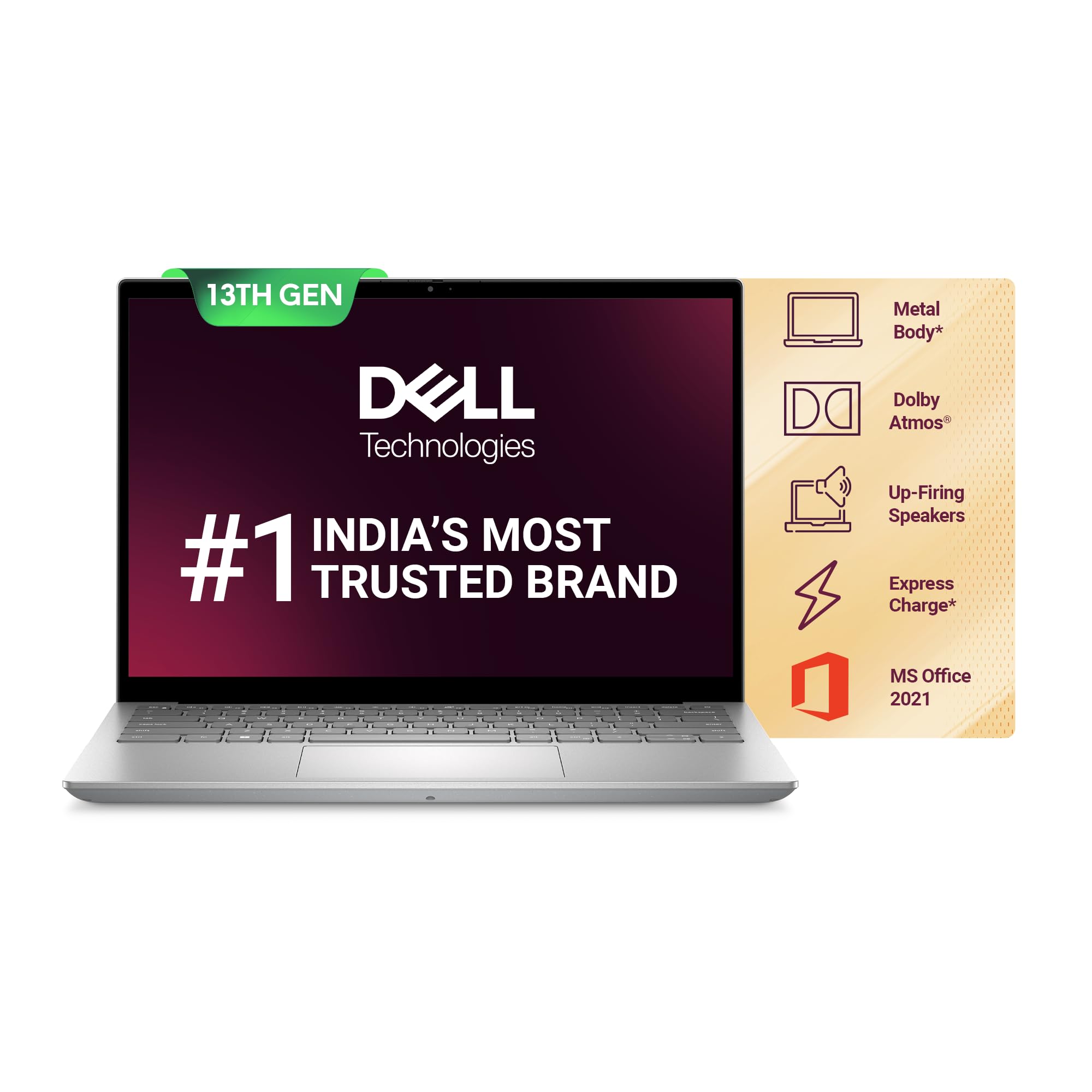 Dell Inspiron 5430 13th Gen Laptop, Intel Core i5-1335U Processor/16GB/ 512GB SSD/14.0" (35.56cm) FHD+/Backlit KB + FPR/Win 11 + MSO'2/McAfee 15 Months/Silver/Thunderbolt 4.0 ​Port/Thin & Light-1.59kg