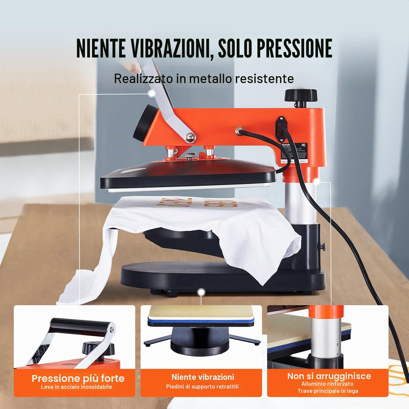VEVOR Pressa di Calore Oscillante Multifunzione 42 x 40 x 39 cm Macchina per Sublimazione 6 in 1 Pressa di Calore con Testata a 360° per Magliette/Cappelli/Tazze/Progetti di Trasferimento di Calore