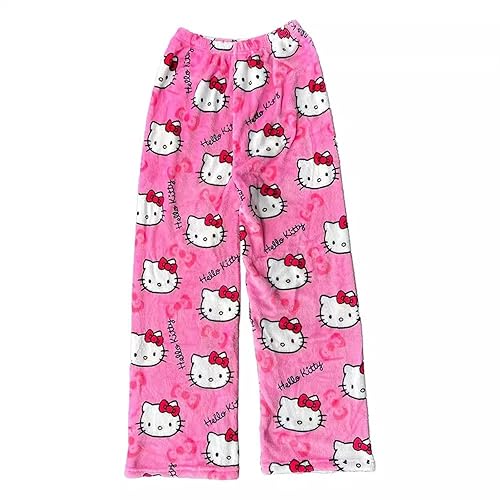 Driflo Pyjamas KT Pjs Trousers, XL Women's Pyjama Bottoms, Flannel KT Pyjamas, Cartoon Anime Pjs Pants, Sleep Trousers, Cute Anime Pyjamas Pants, Flannel Sleepwear
