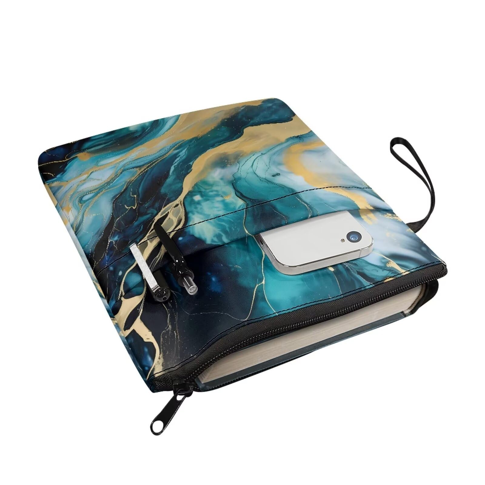 Copertine Per Libri In Tessuto Elastico Con Motivo Marmo Blu – Jumbo Regolabile E Lavabile