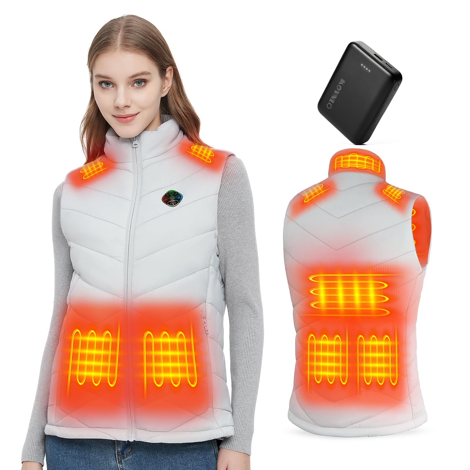 KOVNLO Heated Vest for Women With Battery Pack Included, Smart Controller with Light-out Design, Electric Heated Jackets